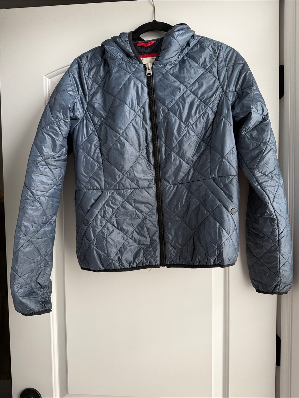 Abercrombie & Fitch Quilted Hooded Puffer Jacket - Steel Blue